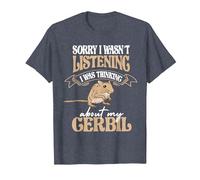 Thinking About My Gerbil Desert Rat Rodent Owners Gerbil T-Shirt, Men, Heather Blue, 4X-Large