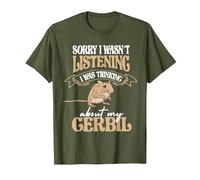 Thinking About My Gerbil Desert Rat Rodent Owners Gerbil T-Shirt, Men, Olive Green, Small