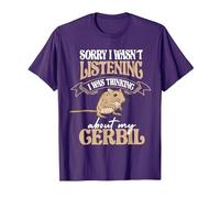 Thinking About My Gerbil Desert Rat Rodent Owners Gerbil T-Shirt, Men, Purple, X-Large