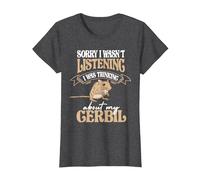 Thinking About My Gerbil Desert Rat Rodent Owners Gerbil T-Shirt, Women, Dark Heather Grey, Small