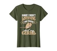 Thinking About My Gerbil Desert Rat Rodent Owners Gerbil T-Shirt, Women, Olive Green, Small