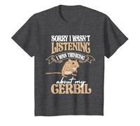 Thinking About My Gerbil Desert Rat Rodent Owners Gerbil T-Shirt, Youth, Dark Heather Grey, Medium