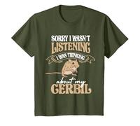 Thinking About My Gerbil Desert Rat Rodent Owners Gerbil T-Shirt, Youth, Olive Green, Small