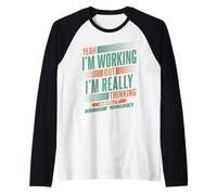 Thinking About Whiskey at Work | Funny Bourbon Drinker Raglan Baseball Tee