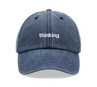 Thinking Baseball Cap Vintage Washed Unisex Dad Hat Low Profile Adjustable Blue Denim