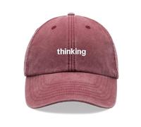 Thinking Baseball Cap Vintage Washed Unisex Dad Hat Low Profile Adjustable Red