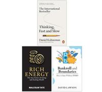 Thinking Fast and Slow, Rich Energy & Bankroll and Boundaries 3 Books Collection Set
