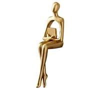 Thinking Figures Home Decor | Sturdy Desktop Sculptures Resin Gold Statue, Multifunctional Abstract Bookshelf Figures Thinker Man Statue for Living Room Bookshelf
