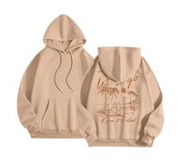 Thinking Hoodie with Long Sleeves and Graphic Print for Men and Women, Casual, Comfortable, for Everyday Wear, Spring and Autumn Fashion Fleece Jackets, khaki, M