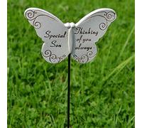 Thinking of Special Son Butterfly Memorial Tribute Stick Graveside Plaque