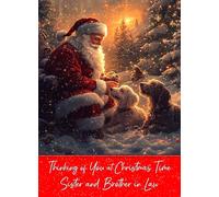 Thinking of You at Christmas Time Card For Sister and Brother in Law - Santa Dogs Greeting Card for Xmas For Him Her Male Female Couple