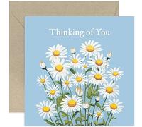 Thinking of You Card for Women - Thinking of You Gifts - Painted Flower Daisy Sympathy Card - Condolences, Bereavment, Sorry for Your Loss Card for Friend | Blank Inside Envelope