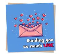 Thinking of You Card or Anniversary Card - Sending You So Much Love - Beautiful Flowers Out of an Envelope - From a Friend, Best Friend, Partner, Lover, Relative