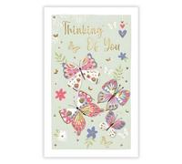 Thinking of You Card - Pastel Butterflies - Contemporary Artistic Design - Special Finishes - Made in the UK - Eco-Friendly