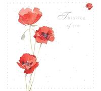 Thinking of You Card - Red Poppies - from the Ling Design Range - Special Finish - Made in the UK - Eco-Friendly
