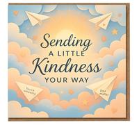 Thinking of You Card - Sending a Little Kindness Your Way - Paper Planes, Clouds, Hearts & Sun - Encouragement Card for Friends, Family or Colleagues