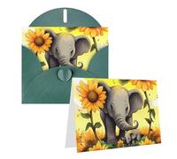 Thinking of You Card with Envelopes Blank Greeting Card 4x6 Note Cards Happy Birthday Card All Occasion Greeting Cards for Wedding Thank You Cards mother and baby elephant sunflowers Baby Shower Card