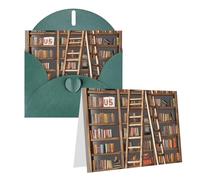 Thinking of You Card with Envelopes Funny Book Shelves Collection and Ladder Greeting Card 4x6 Notecards Happy Birthday Cards Wedding Blank Thank You Cards Baby Shower All Occasion GreetingCards