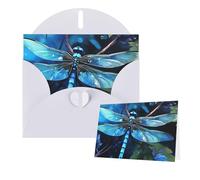 Thinking of You Cards 15 x 10cm Thank You Card with Envelope Art Blue Dragonfly Greeting Card Blank Note Cards for All Occasions