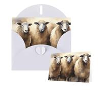 Thinking of You Cards 15 x 10cm Thank You Card with Envelope Sheeps Watercolor Greeting Card Blank Note Cards for All Occasions