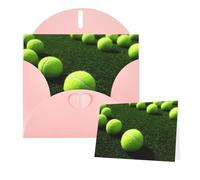 Thinking of You Cards 15 x 10cm Thank You Card with Envelope Tennis Balls on Tennis Grass Greeting Card Blank Note Cards for All Occasions