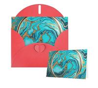 Thinking of You Cards 15 x 10cm Thank You Card with Envelope Turquoise Blue Gold Marble Greeting Card Blank Note Cards for All Occasions