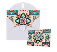 Thinking of You Cards Birthday Cards with Envelopes Arabic Indian Checked Pattern Blank Cards for All Occasions Happy Birthday Anniversary Greeting Card for Wedding Invitations Thank You Note 10x15 cm