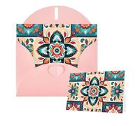 Thinking of You Cards Birthday Cards with Envelopes Arabic Indian Checked Pattern Blank Cards for All Occasions Happy Birthday Anniversary Greeting Card for Wedding Invitations Thank You Note 10x15 cm