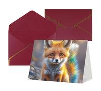 Thinking of You Cards Birthday Cards with Envelopes Cute fox Blank Cards for All Occasions Happy Birthday Anniversary Greeting Card for Wedding Invitations Thank You Note
