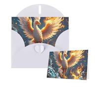 Thinking of You Cards Birthday Cards with Envelopes Fire and water phoenix Blank Cards for All Occasions Happy Birthday Anniversary Greeting Card for Wedding Invitations Thank You Note 10x15 cm