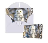 Thinking of You Cards Birthday Cards with Envelopes Winter White Owl Blank Cards for All Occasions Happy Birthday Anniversary Greeting Card for Wedding Invitations Thank You Note 10x15 cm