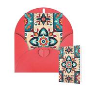 Thinking of You Cards Birthday Greeting Cards with Envelopes Arabic Indian Checked Pattern Blank Cards for All Occasions Happy Birthday Thank You Note Card for Wedding Invitations Christmas 10 X 15 CM