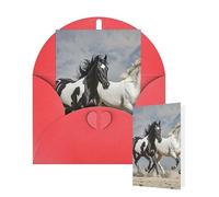 Thinking of You Cards Birthday Greeting Cards with Envelopes Black and White Horses Running Blank Cards for All Occasions Happy Birthday Thank You Note Card for Wedding Invitations