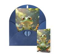 Thinking of You Cards Birthday Greeting Cards with Envelopes Cute Funny Frog Doing Yoga Blank Cards for All Occasions Happy Birthday Thank You Note Card for Wedding Invitations Christmas 10 X 15 CM
