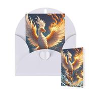Thinking of You Cards Birthday Greeting Cards with Envelopes Fire and water phoenix Blank Cards for All Occasions Happy Birthday Thank You Note Card for Wedding Invitations Christmas 10 X 15 CM