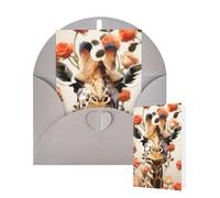 Thinking of You Cards Birthday Greeting Cards with Envelopes Giraffe standing among flowers Blank Cards for All Occasions Happy Birthday Thank You Note Card for Wedding Christmas