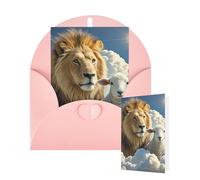 Thinking of You Cards Birthday Greeting Cards with Envelopes Lamb with A Lion Clouds Blank Cards for All Occasions Happy Birthday Thank You Note Card for Wedding Invitations Christmas 10 X 15 CM