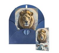 Thinking of You Cards Birthday Greeting Cards with Envelopes Lamb with A Lion Clouds Blank Cards for All Occasions Happy Birthday Thank You Note Card for Wedding Invitations Christmas 10 X 15 CM