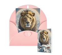 Thinking of You Cards Birthday Greeting Cards with Envelopes Lamb with A Lion Clouds Blank Cards for All Occasions Happy Birthday Thank You Note Card for Wedding Invitations Christmas 10 X 15 CM