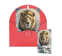 Thinking of You Cards Birthday Greeting Cards with Envelopes Lamb with A Lion Clouds Blank Cards for All Occasions Happy Birthday Thank You Note Card for Wedding Invitations Christmas 10 X 15 CM