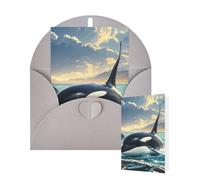 Thinking of You Cards Birthday Greeting Cards with Envelopes Orca Killer Whale Blank Cards for All Occasions Happy Birthday Thank You Note Card for Wedding Invitations Christmas 10 X 15 CM