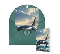 Thinking of You Cards Birthday Greeting Cards with Envelopes Orca Killer Whale Blank Cards for All Occasions Happy Birthday Thank You Note Card for Wedding Invitations Christmas 10 X 15 CM