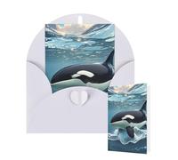 Thinking of You Cards Birthday Greeting Cards with Envelopes Orca Killer Whale Blank Cards for All Occasions Happy Birthday Thank You Note Card for Wedding Invitations Christmas 10 X 15 CM