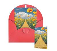 Thinking of You Cards Birthday Greeting Cards with Envelopes Poppies Field Yellow Brick Road Blank Cards for All Occasions Happy Birthday Thank You Note Card for Wedding Invitations