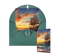 Thinking of You Cards Birthday Greeting Cards with Envelopes Ship in the sunset Blank Cards for All Occasions Happy Birthday Thank You Note Card for Wedding Invitations Christmas 10 X 15 CM