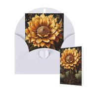 Thinking of You Cards Birthday Greeting Cards with Envelopes Sunflower on black background Blank Cards for All Occasions Happy Birthday Thank You Note Card for Wedding Invitations Christmas 10 X 15 CM