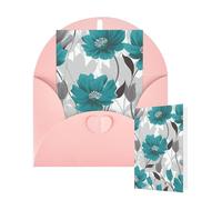 Thinking of You Cards Birthday Greeting Cards with Envelopes Teal Grey and White Floral Blank Cards for All Occasions Happy Birthday Thank You Note Card for Wedding Invitations Christmas 10 X 15 CM