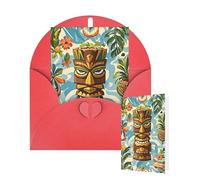 Thinking of You Cards Birthday Greeting Cards with Envelopes Vintage Aloha Tiki Pattern Blank Cards for All Occasions Happy Birthday Thank You Note Card for Wedding Invitations Christmas 10 X 15 CM