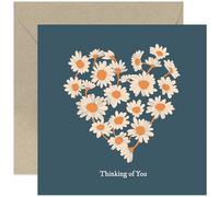Thinking of You Cards for Friends - Daisy Heart Shape Artwork Symapthy Card for Men Women - Condolences Greeting Card - Female Thinking of You Card - Deepest Sympathy Card