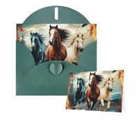 Thinking of You Cards with Envelopes A pattern with horses as a background Greeting Cards for All Occasions Thank You Blank Note Card for Wedding Invitations Valentine's Day Birthday Card 10x15 cm